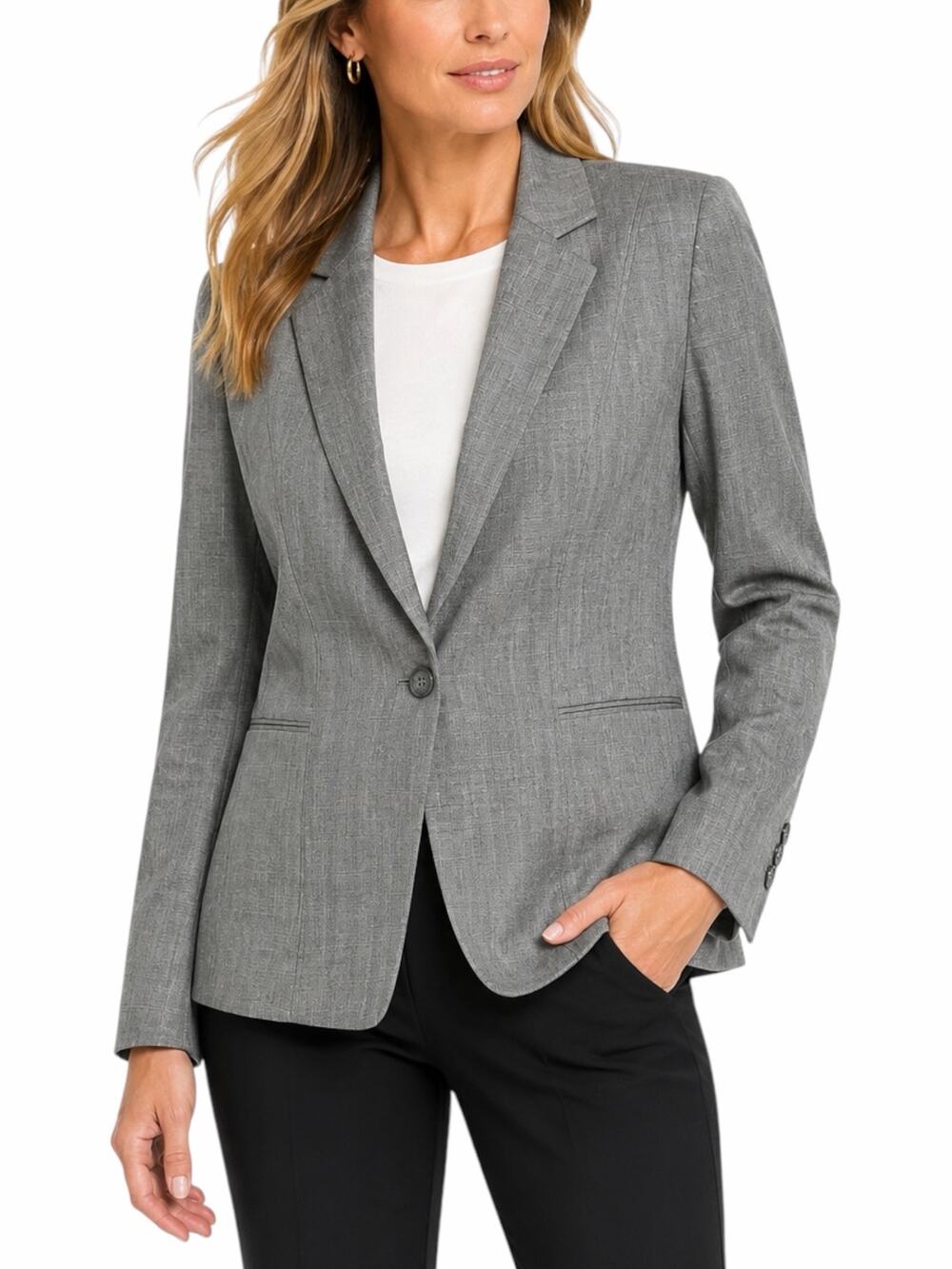 Classiques Entier Wool Blazer Jacket Suit One Button Light Gray Size 8